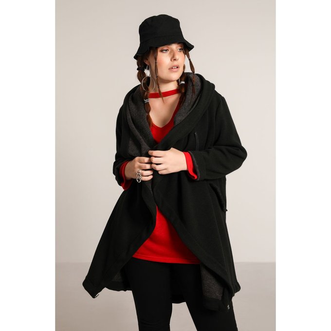 Manteau long touché angora noir, gris Jean Marc Philippe Manteau long maille touché Angora JMP Jean Marc Philippe