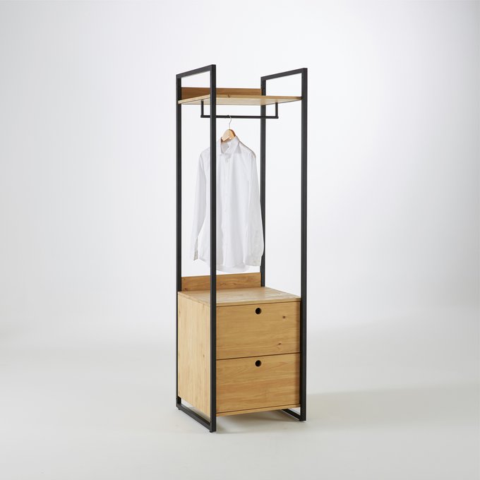 Ankleidemodul Hiba Mit 2 Schubladen Und 1 Kleiderstange Holz Metal