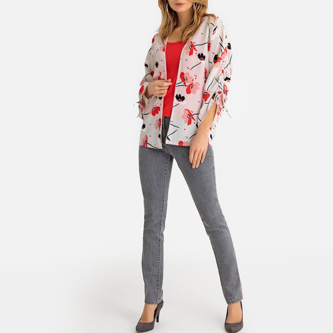 RRP £36 PER UNA 3//4 Sleeve Floral Kimono Jacket