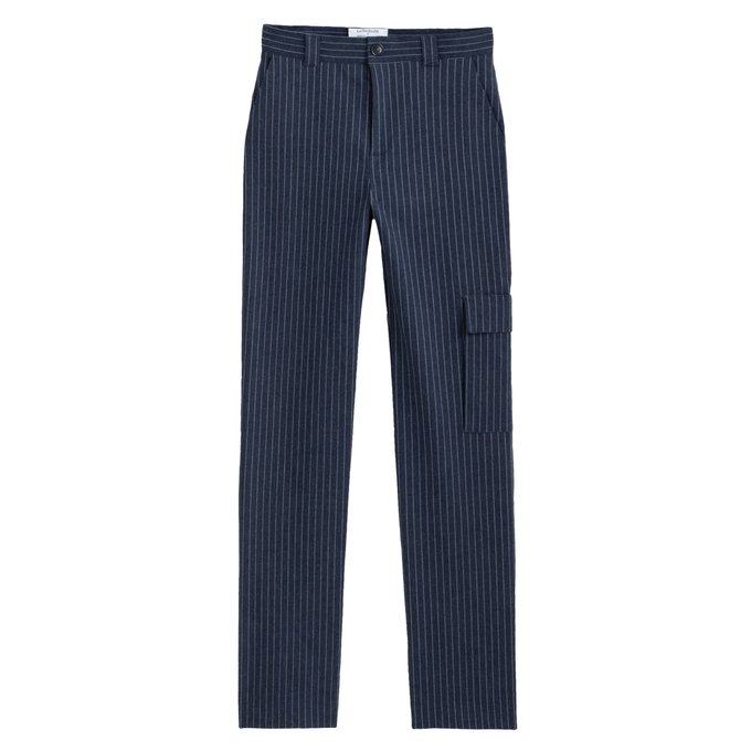 striped straight leg trousers