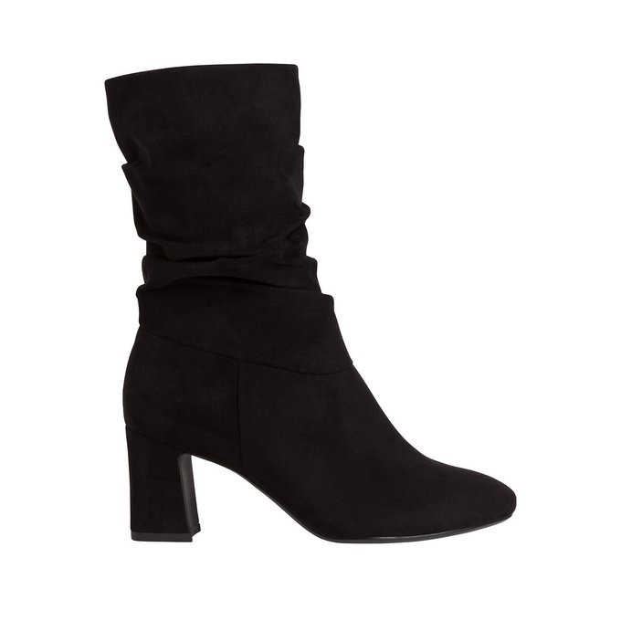 Slouch calf boots with block heel black 