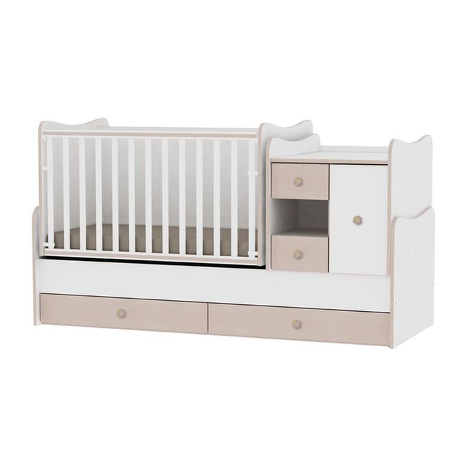 Lit Bebe Evolutif Combine Transformable Mini Max Chene Bois Fonce Lorelli La Redoute