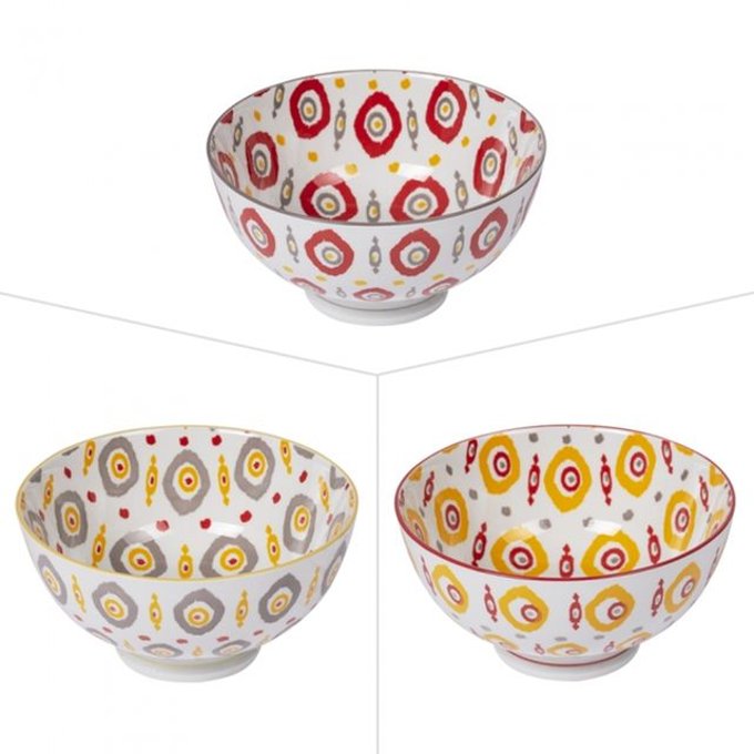 Bol Apache 15 Cm Lot De 3 Assortis Multicolore Table Passion