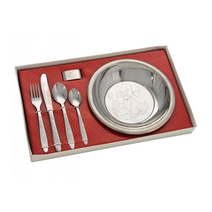 Coffret Cadeau Vaisselle Bebe Inox 6 Pieces Chrome Inox Wadiga La Redoute