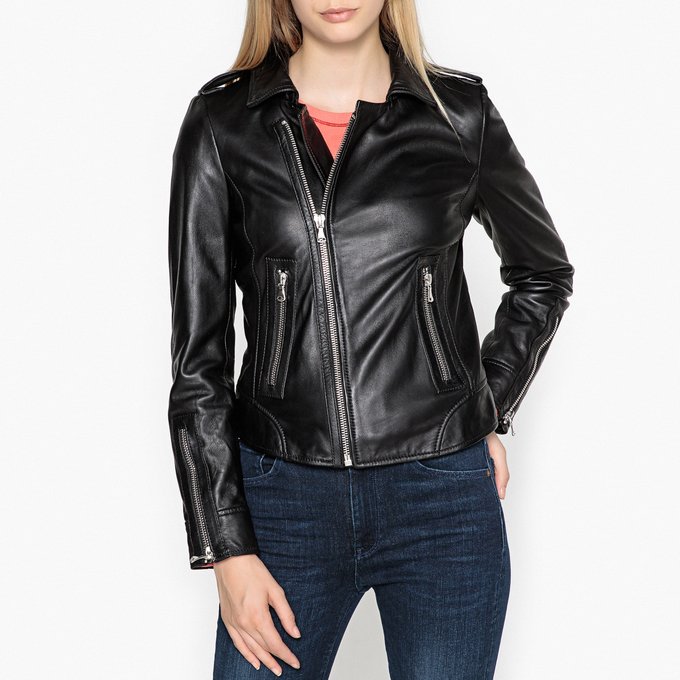 Nevada Short Leather Jacket Black Oakwood La Redoute