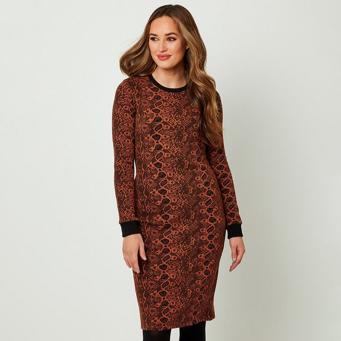 crew neck printed shift dress