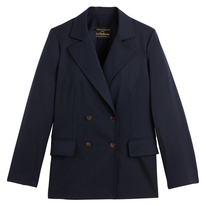 Double-breasted blazer with padded shoulders , navy, Vanessa Seward X ...