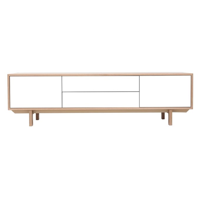 Meuble Tv Blanc Laque Et Bois Clair