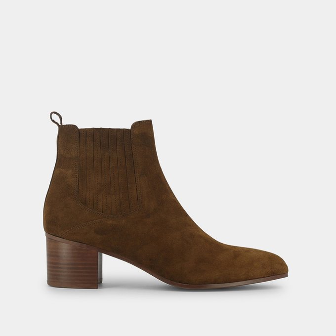 cognac ankle boots with heel