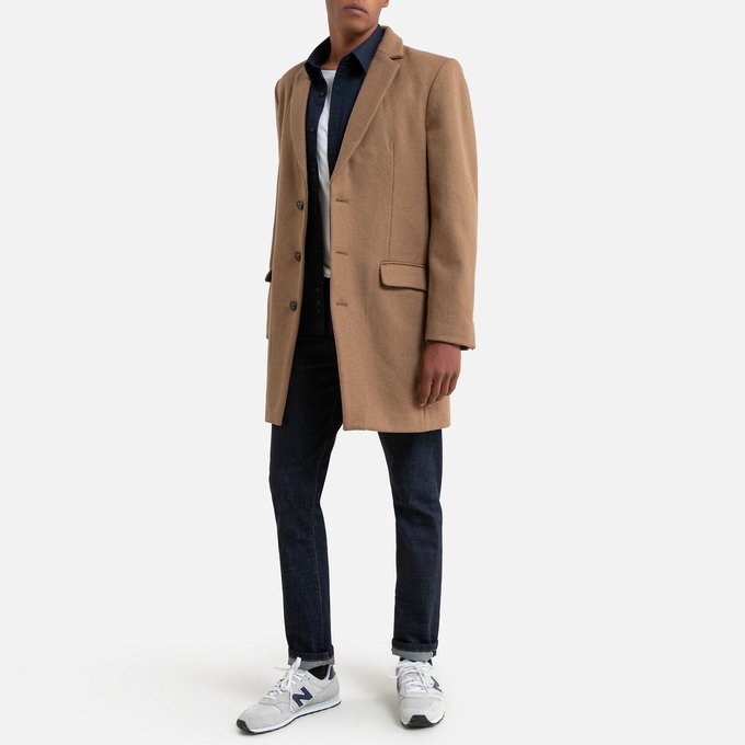 Manteau en drap de laine, marc beige camel La Redoute Pardessus homme marron ecureuil Devred | La Redoute