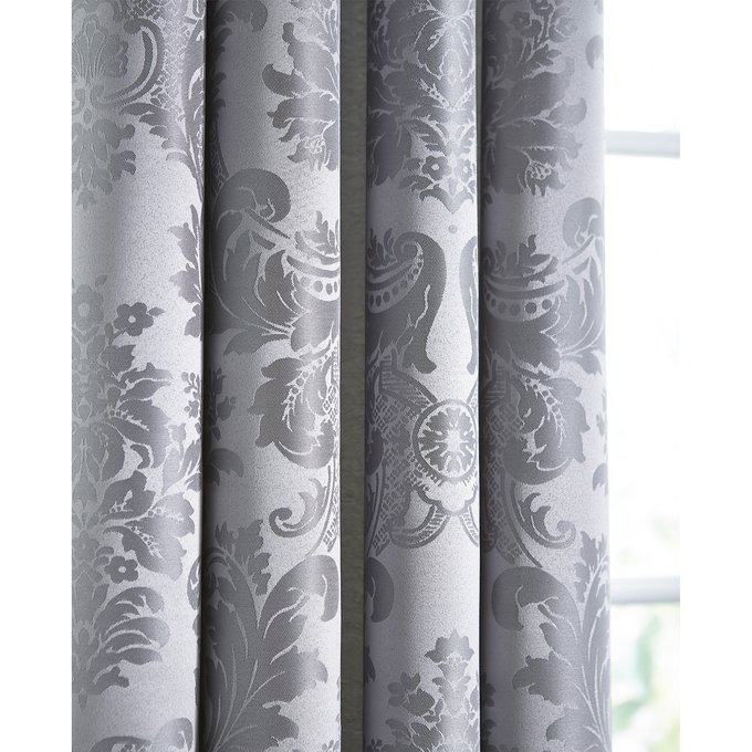 Damask Jacquard Curtains Silver, Grey Damask Curtains