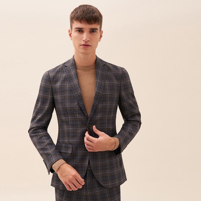 Veste city coordonnable carreaux marron ecureuil Devred | La Pardessus homme marron ecureuil Devred | La Redoute
