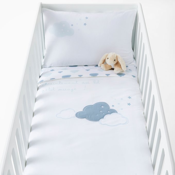 Set Of 2 In The Clouds Baby S Star Print Pillowcases Blue White La Redoute Interieurs - Blue Cloud Cot Bed Bedding Set Of 2 In The Clouds Baby S Star Print Pillowcases Blue White La Redoute Interieurs - Blue Cloud Cot Bed Bedding