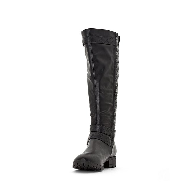 wide fit leather knee high boots
