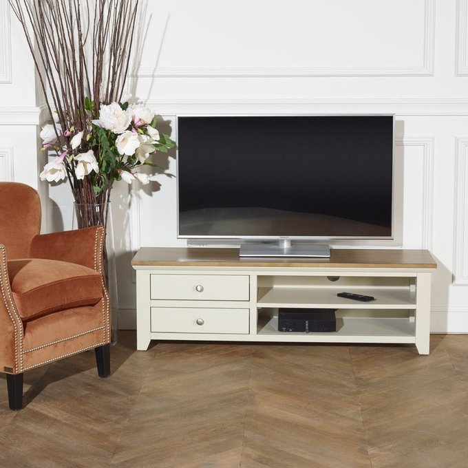 Meuble Tv Hifi Arlo 2 Tiroirs 2 Niches Blanc Robin Des Bois La Redoute