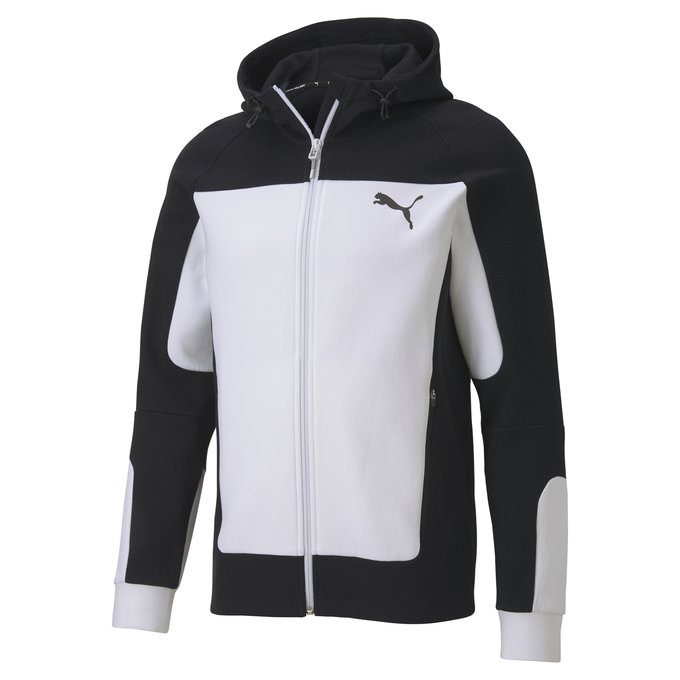 Evostripe zipped hoodie white/black 