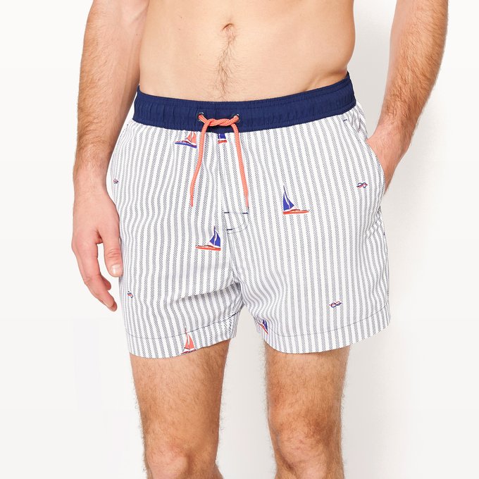 striped swim shorts