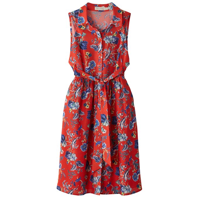 polo collar floral printed skater dress