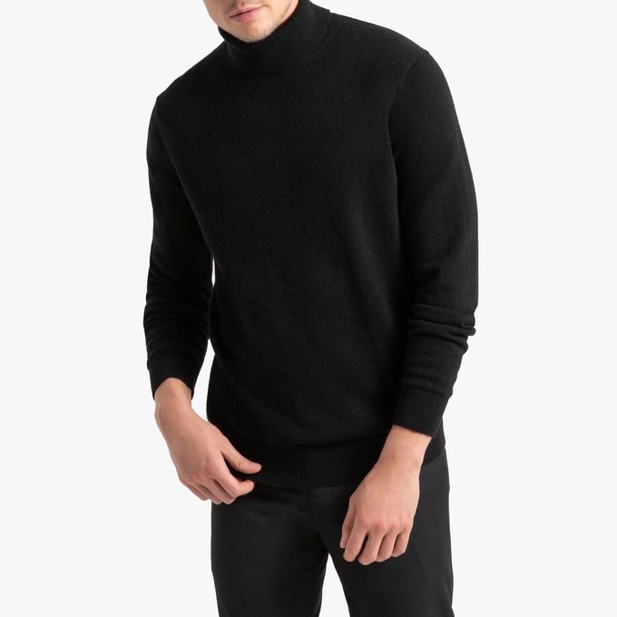 Pull col roulé en cachemire, paul La Redoute Collections Pull homme anthracite col montant boutonné