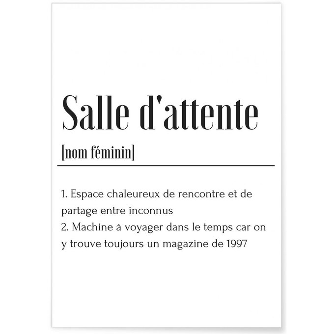 Affiche Définition Salle D Attente Blanc L Afficherie La Redoute