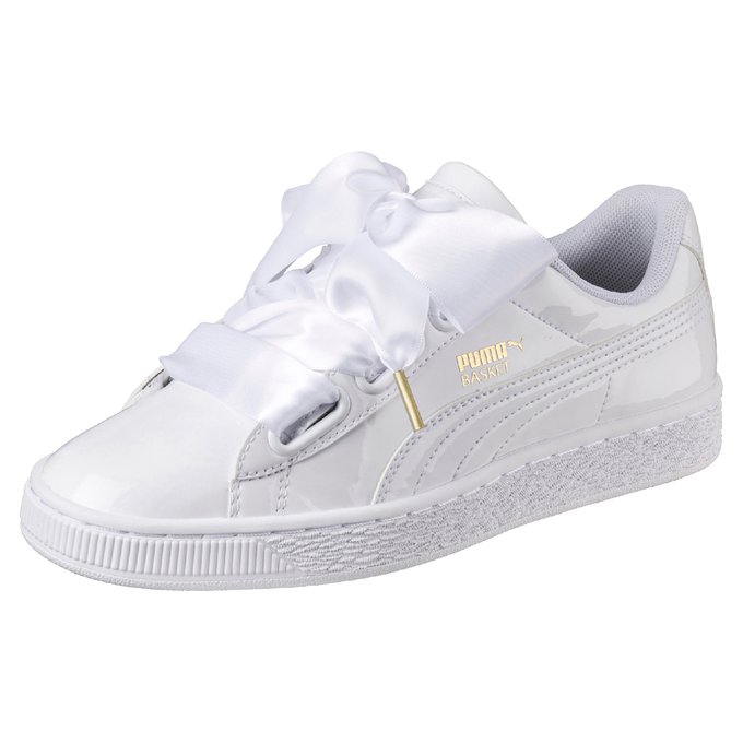 white puma trainers with ribbon laces 