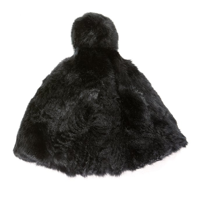 black fur bobble hat