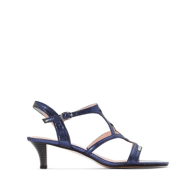 Strappy iridescent sandals , navy blue 