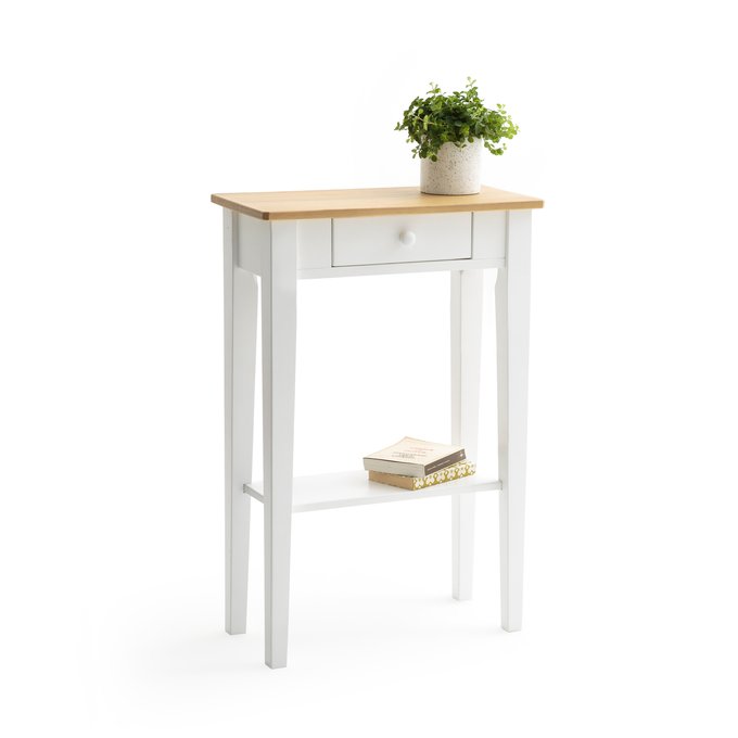 Alvina Small Solid Pine Console Table White Natural La Redoute