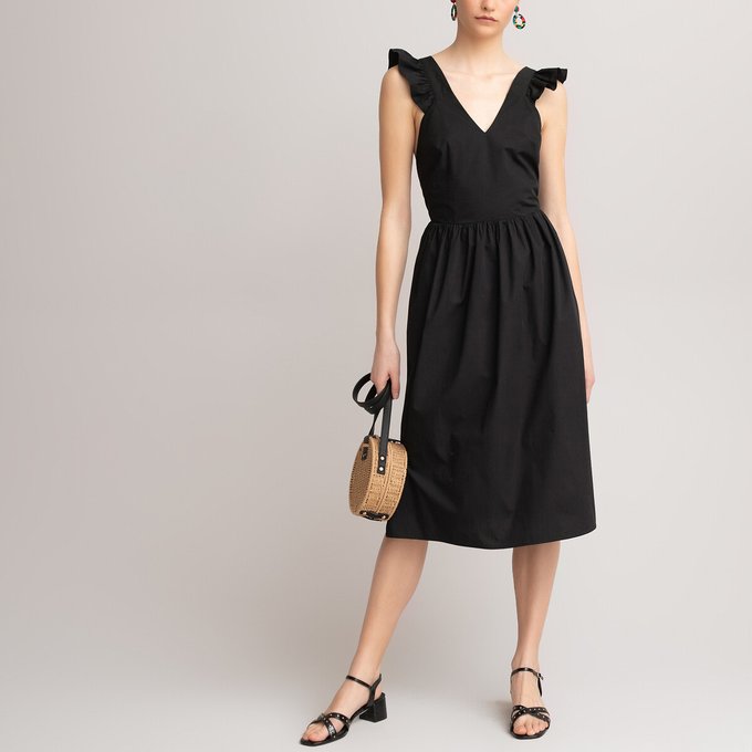 Vestido de alças com folhos