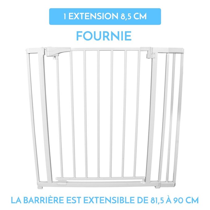 Barriere De Securite Extensible De 81 5 Cm A 90 Cm Blanc Monsieur Bebe La Redoute