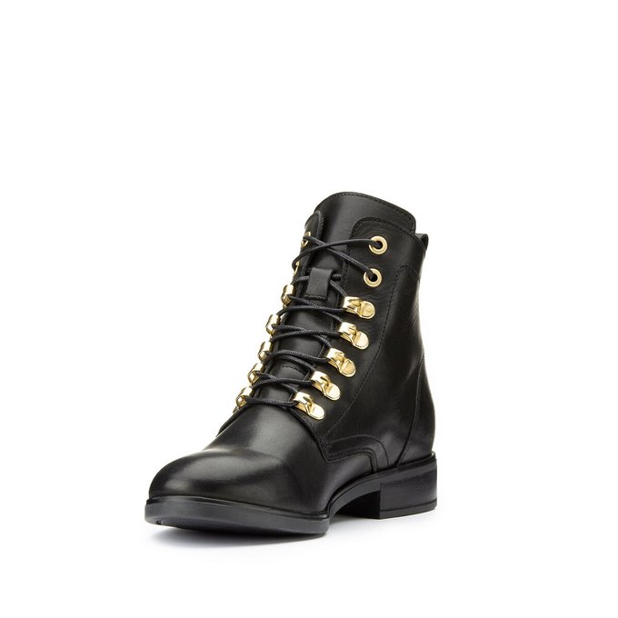 Leather lace-up ankle boots with 