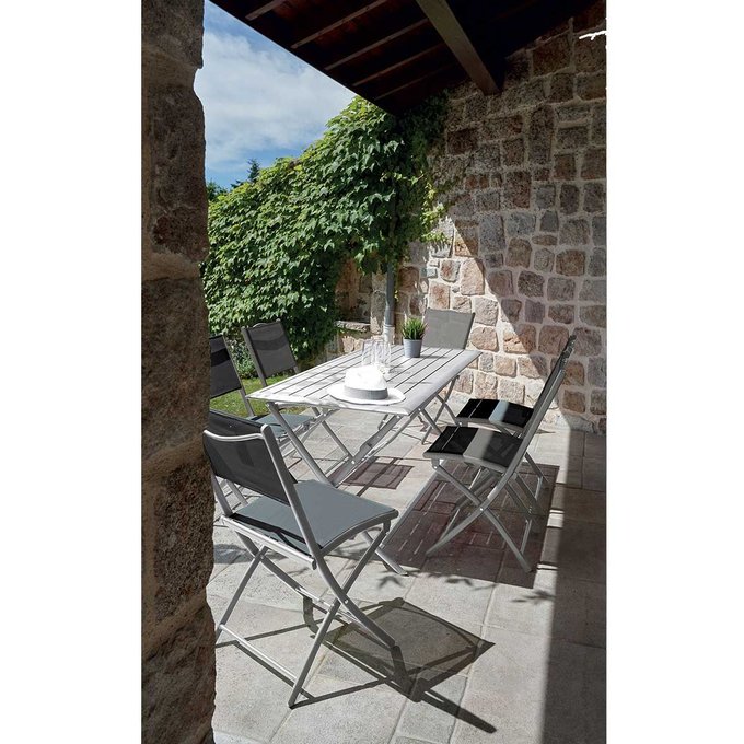 Salon De Jardin Pliable Pour 6 Personnes Anthracite Home Maison