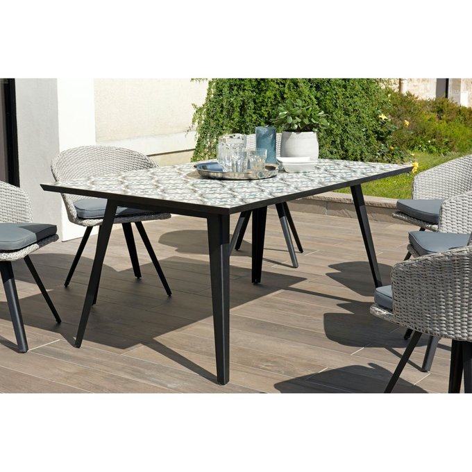 Table De Jardin Rectangulaire En Carreaux De Ciment Mosaique Et