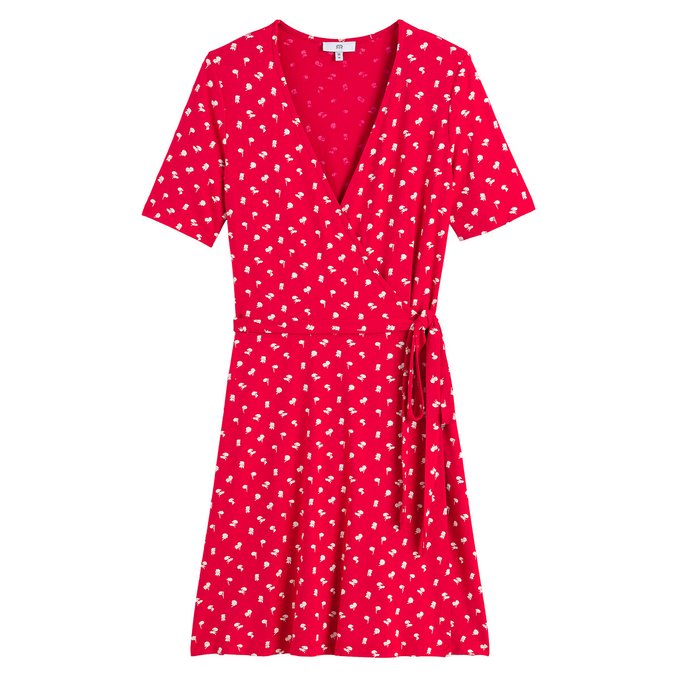 Vestido tipo envelope, mangas curtas