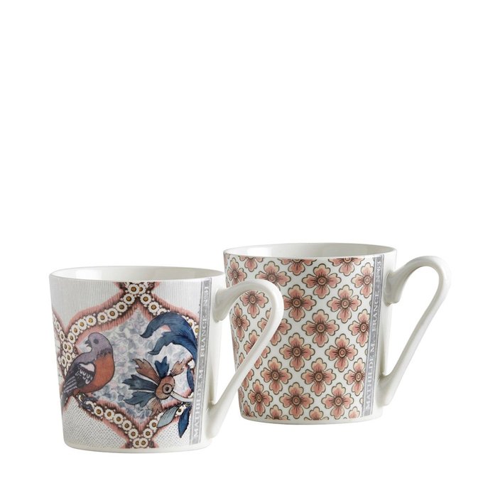 Set de 2 mugs madame de pompadour dominoté n63 multicolore Set tasses à café Madame de Pompadour Mathilde M