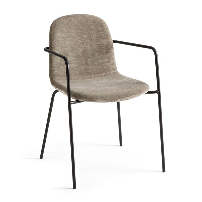 Fauteuil de table velours flammé, tibby gris lunaire Am.Pm Fauteuil de table velours flammé, tibby gris lunaire Am.Pm