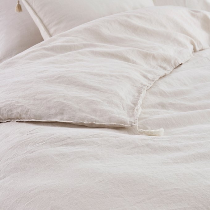 Carly Washed Linen Duvet Cover With Tassels Am Pm La Redoute