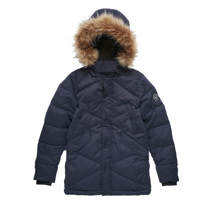 parka with faux fur trim hood