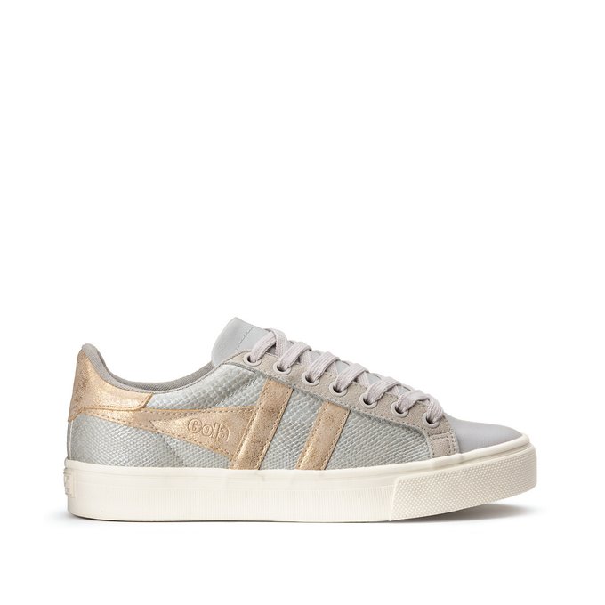 gold coloured trainers