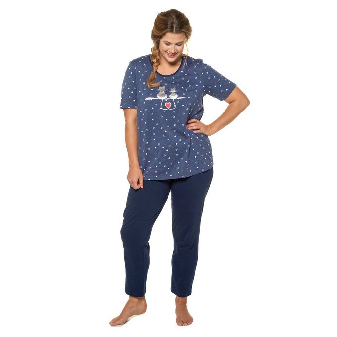 Bandeau Cheveux 7425 Ulla Popken Femme Grandes Tailles Pyjacourt Motif De Chat Ensembles De Pyjama Vetements De Nuit