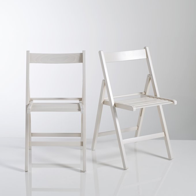 Yann Solid Beech Folding Chairs Set Of 2 La Redoute