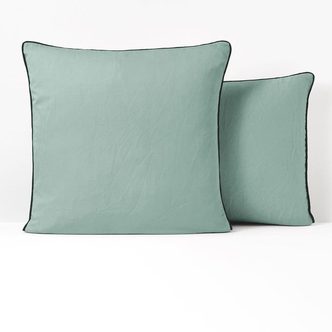 Taie d'oreiller en satin de coton lavé, pavone La Redoute Taie d'oreiller en satin de coton lavé, pavone La Redoute