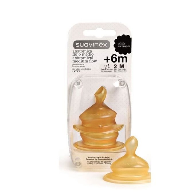 Suavinex T/étine Physiologique en Caoutchouc Naturel 0-6 Mois D/ébit Lent