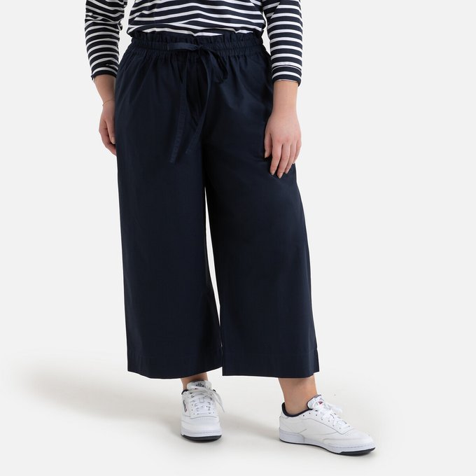 navy wide leg trousers