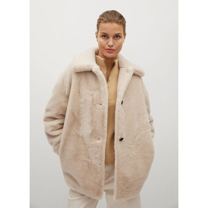 Manteau fourrure synthétique écru Mango | La Redoute Manteau fourrure synthétique écru Mango | La Redoute