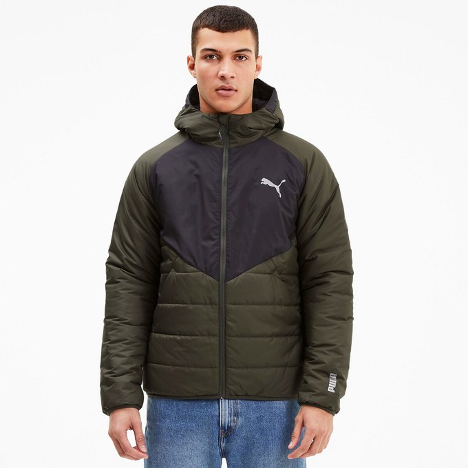 Warmcell padded hooded jacket black/khaki Puma | La Redoute