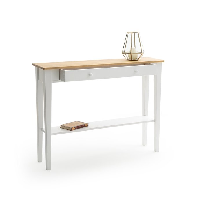 Alvina 1 Drawer Solid Pine Console Table White Natural La