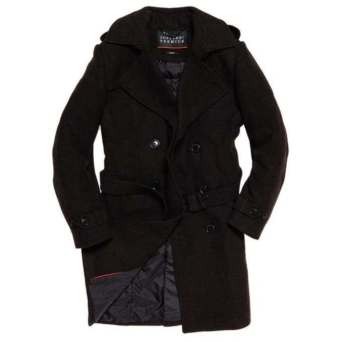 Manteau bridge à double boutonnage premium mélange tweed Superdry Manteau Super Long Bridge Vestes et manteaux