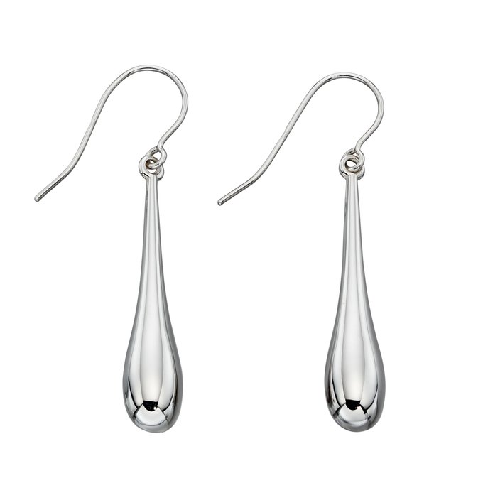 White Gold Elongated Drop Earrings White Gold Elongated Drop Earrings