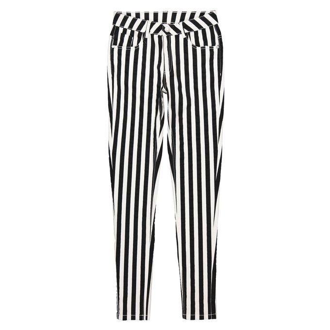 black and white striped trousers